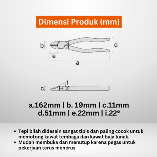 Tang Potong FUJIYA 70-150 Diagonal Cutting Nippers Japan 150mm 6 Inci