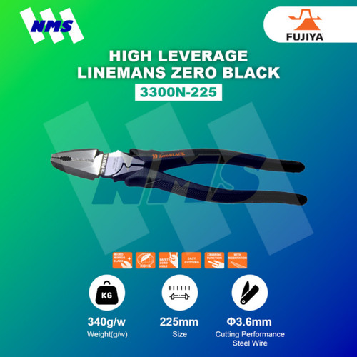 Tang FUJIYA 3300N-225 High Leverage Lineman'S "Zero Black" Japan