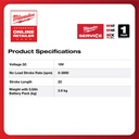 Mesin Gergaji Milwaukee M18 FHZ-0 FUEL HACKZALL Cordless Saw Baterai Portable
