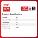 Mesin Blower Panas Milwaukee M18 BHG-0 Heat Hot Gun - Penghilang Stiker Pemanas Sarung Kabel Pipa Selang