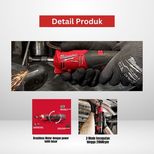 Mesin Gerinda Milwaukee M12 FDGS-0 FUEL Cordless Straight Die Grinder Portable Baterai