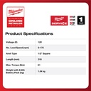 Milwaukee M12 FIR12-0 FUEL 1/2" Cordless Impact Ratchet 12V Mesin Pengencangan Baut