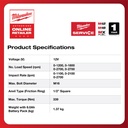 Milwauke M12 FIWF12-0C FUEL 1/2" Stubby Impact Wrench & Carrying Case Mesin Pembuka Baut