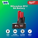 Baterai Milwaukee M12 B4 4.0Ah REDLITHIUM Battery 12V Untuk Semua M12