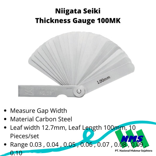 Niigata Seiki Thickness Gauge 100MK Feeler Kipas