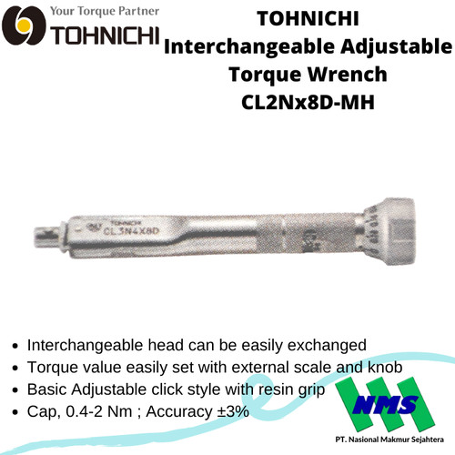 Kunci Torsi TOHNICHI CL2Nx8D-MH 0,4-2Nm Interchangeable Torque Wrench