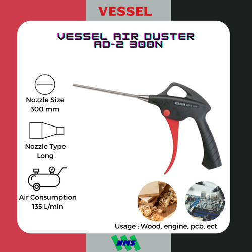 Tembakan Angin VESSEL AD-2 300N Nozzle 300mm Air Duster Long Blow Gun Panjang