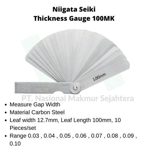 Niigata Seiki Thickness Gauge 100MK Feeler Kipas