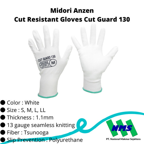 Cut Resistant Safety Gloves Cut Guard Midori Anzen 130 TRUSCO 447-7693