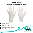 Sarung Tangan Midori Anzen Nitrile Gloves Extra Thin White 388-9068