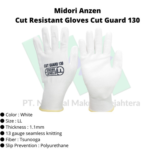 Cut Resistant Safety Gloves Cut Guard Midori Anzen 130 TRUSCO 447-7693