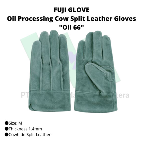 TRUSCO 365-9348 Oil Processing Cow Split Leather Gloves "Oil 66"