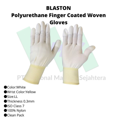 TRUSCO 303-4542 Polyurethane Finger Coated Woven Gloves