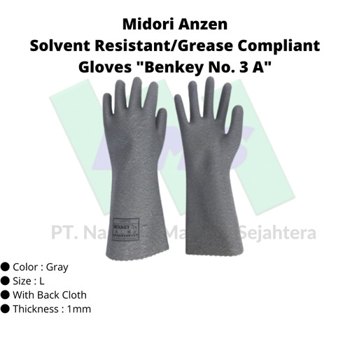 TRUSCO 819-2459 Solvent/Grease Resistant Gloves Benkey No.3A