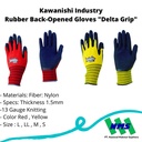 TRUSCO 779-7354 Rubber Back-Opened Gloves "Delta Grip"