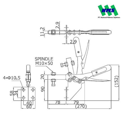 KAKUTA Horizontal Handle Toggle Clamps KAK 38P(L)