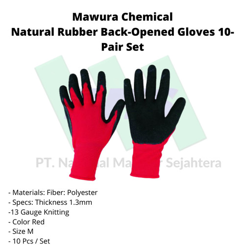 TRUSCO 779-7541 Natural Rubber Back-Opened Gloves 10-Pair Set