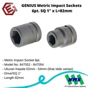 GENIUS Metric Impact Sockets 6pt. SQ 1" x L=82mm