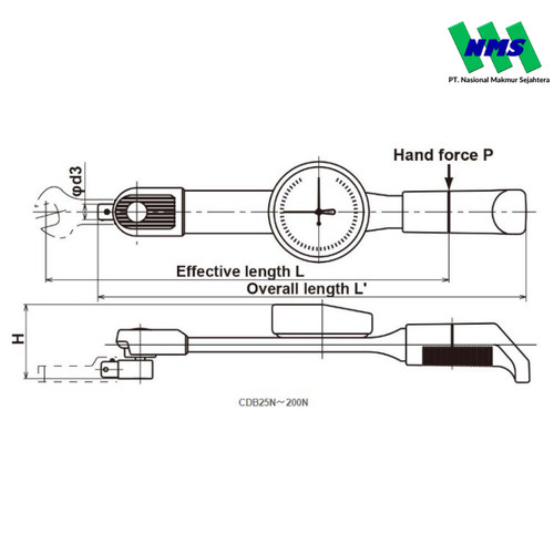 Kunci Torsi CDB7Nx8D-S TOHNICHI Interchangeable Torque Wrench