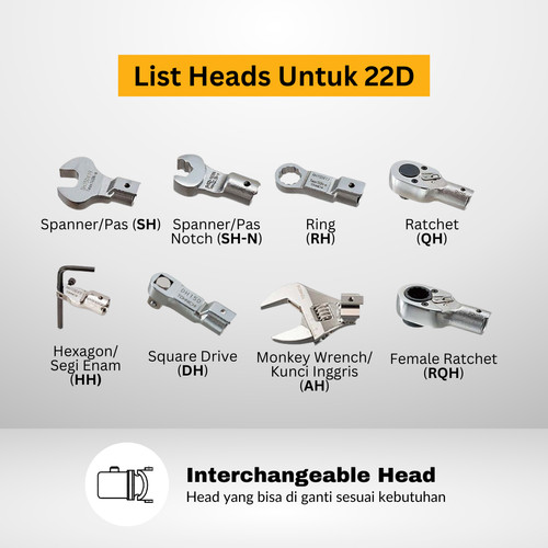 Kunci Torsi TOHNICHI CL420Nx22D 60 - 420 Nm Interchangeable Wrench