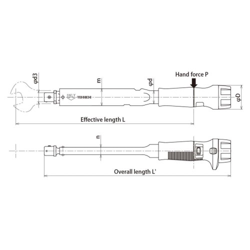 Kunci Torsi TOHNICHI CL280Nx22D 40 - 280 Nm Interchangeable Wrench