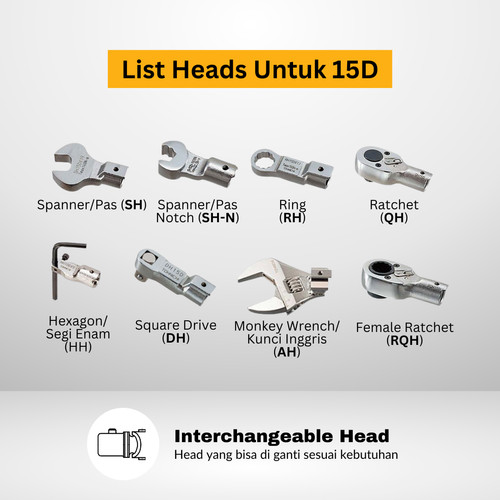 Kunci Torsi CL100Nx15D TOHNICHI Interchangeable Torque Wrench