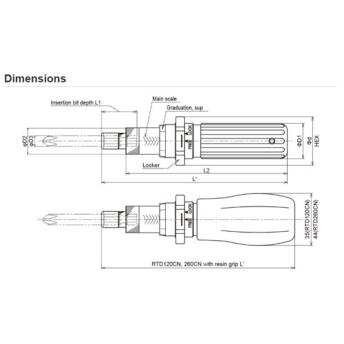 Obeng Torsi RTD60CN 10 - 60 cNm TOHNICHI Rotary Torque Screwdriver