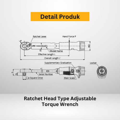 Kunci Torsi 2800QL 3/4" 400 - 2.800 Kgf.cm TOHNICHI Torque Wrench