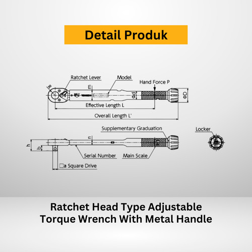 Kunci Torsi QL420N 3/4" 60 - 420Nm TOHNICHI Torque Wrench