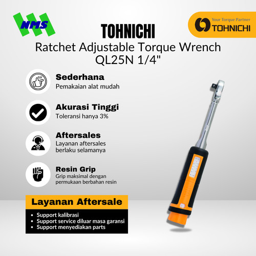 Kunci Torsi QL25N 1/4" 5 - 25 Nm TOHNICHI Torque Wrench