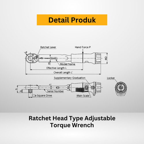 Kunci Torsi QL100N4 3/8" 20 - 100 Nm TOHNICHI Torque Wrench