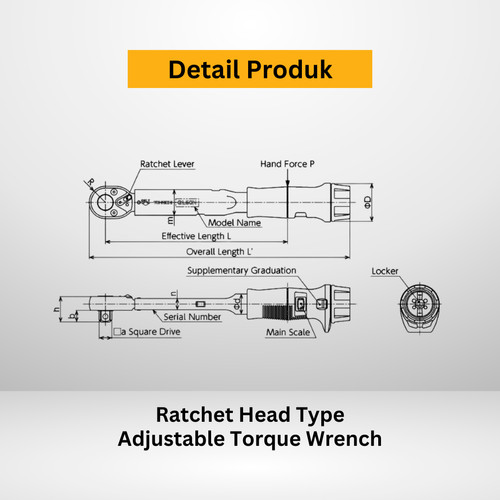 Kunci Torsi QL50N 3/8" 10 - 50Nm TOHNICHI Torque Wrench