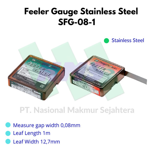 Feeler gauge stainless steel SFG-08-1 (0,08mm x 1 m)