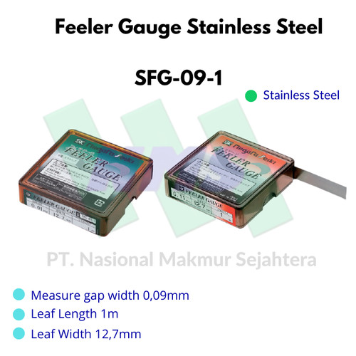 Niigata Seiki Feeler gauge stainless steel SFG-09-1 (0,09 mm x 1 m)