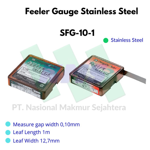 Feeler gauge stainless steel SFG-10-1 (0,1 mm x 1 m)
