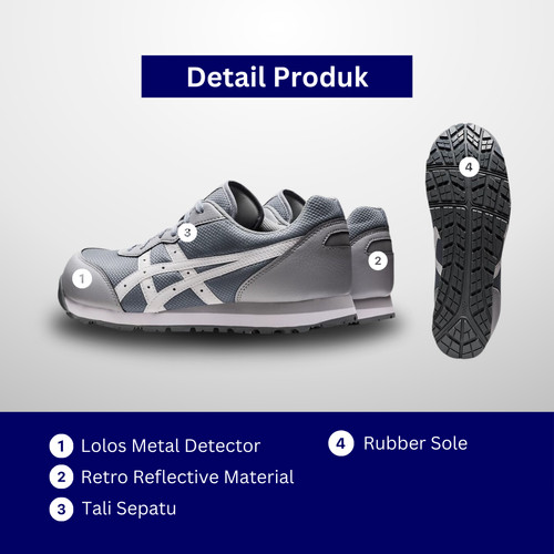 Sepatu Kerja Asics Winjob CP201.020 Sheet Rock x White Original Tali Abu Grey