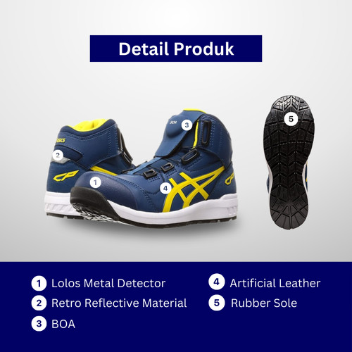 Sepatu Safety Asics BOA CP304 1271A030.400 Biru x Kuning 195-1659 ORI