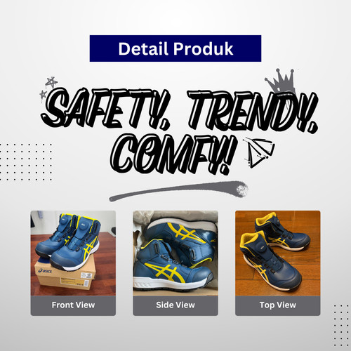 Sepatu Safety Asics BOA CP304 1271A030.400 Biru x Kuning 195-1659 ORI