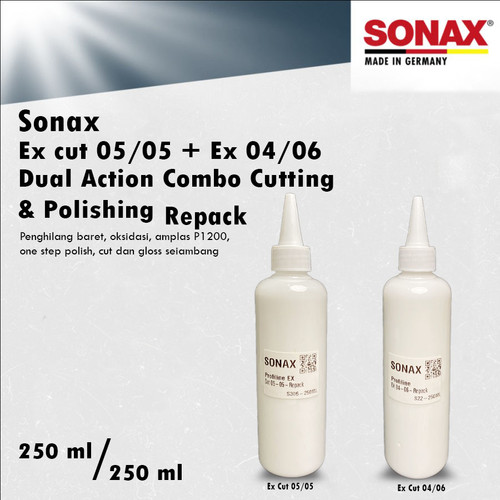 Sonax EX CUT 05 05 + EX 04 06 Dual Action Combo Cutting & Polishing Step 1 - Step 2  Polising Compound / Poles Kompon