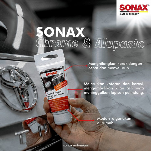 SONAX Chrome & Aluminium Paste 75ml Poles Penghilang Karat Krom Alumunium