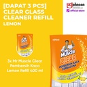 (Dapat 3pcs) Mr Muscle Clear Glass Pembersih Kaca Pouch Lemon 400ml