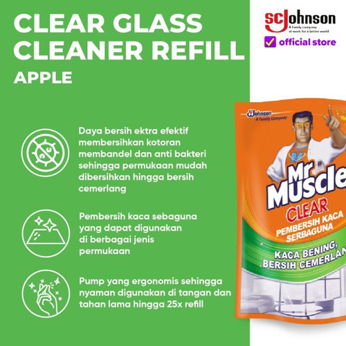 Mr Muscle Clear Pembersih Kaca Apple Refill 400ml