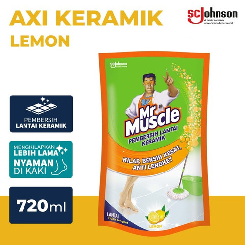 Mr Muscle Axi Keramik Pembersih Lantai Keramik Pouch Lemon 720ml