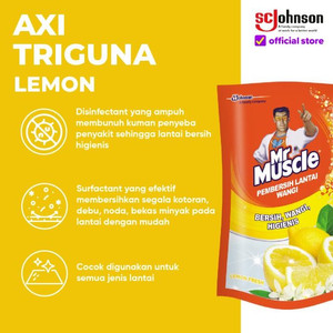 Mr Muscle Axi Triguna Pembersih Lantai Lemon Pouch 720ml x 2Pcs