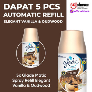 (Dapat 5 pcs) Glade Matic Refill Elegant Vanilla & Oudwood 146gr
