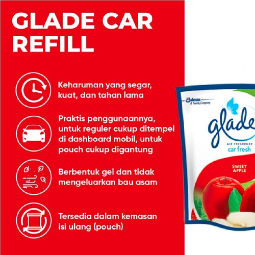 (Dapat 2 pcs) Glade Car Sweet Apple Refill 70gr