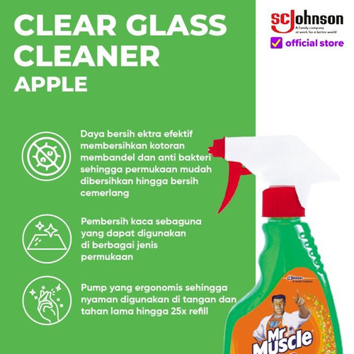 Mr Muscle Glass Liquid Apple Pump 500mL Pembersih Kaca