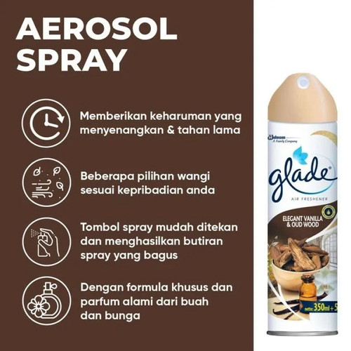 TWIN PACK Glade Aerosol Elegant Vanilla & Oudwood 350ml