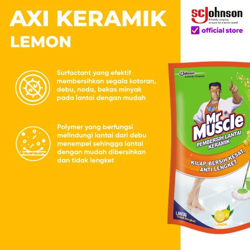 Mr Muscle Axi Keramik Pembersih Lantai Keramik Pouch Lemon 720ml