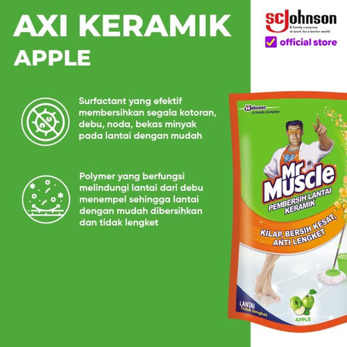 Mr Muscle Axi Keramik Pembersih Lantai Keramik Pouch Apple 720ml